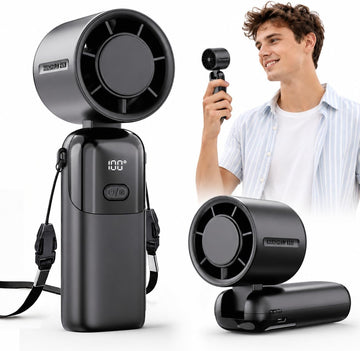 Portable Handheld Fan, 100 Speed Electric Personal Fan Rechargeable with LED Display for Outdoor Home