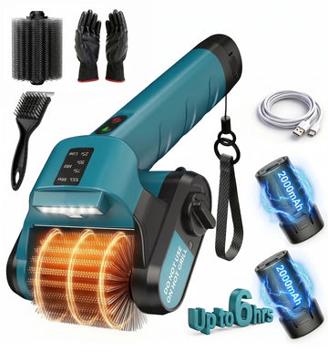 Tanbaby Electric Grill Brush, 2x2000mAh Removable Battery, 6+ Hrs Runtime, 950 RPM Motor, 304 SS Head, with Manual Scraper, BBQ Cleaning Tool for Home, Patio, Camping