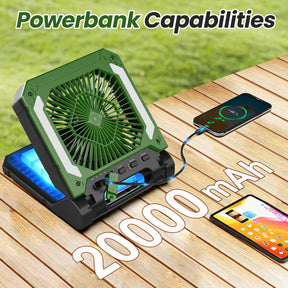 20000mAh Rechargeable Solar Powered Fan with Led Lantern