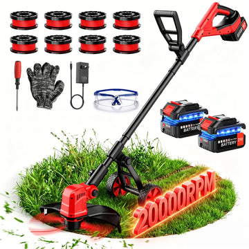 Tanbaby 12 inch Cordless Weed Eater, Cordless String Trimmer, Electric Weed Wacker with Auto Line Feed, Weed Trimmer with 2 Batteries for Lawn Yard Garden
