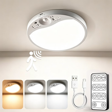 Yannovus 8000mAh Motion Sensor Ceiling Light Indoor with Remote, 3-Color Magnetic Battery Operated Lights, 7'' Super Slim Ceiling Light Adjustable Motion Timer 30s/60s/120s for Closet Shower