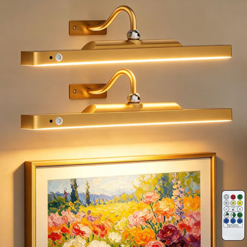 Yannovus Dimmable Cordless Picture Light with Controller and Timer, Rechargeable 6000mAh Battery Wall Sconce for Wall Pictures, Gallery Artwork, Paintings, Portraits, Dartboards