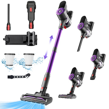 Amiluo Cordless Vacuum Cleaner, 28KPA 40Mins 2600mAh 6 in 1 Lightweight Stick Vacuum for Pet Hair/Carpet/Hard Floor/Dorm