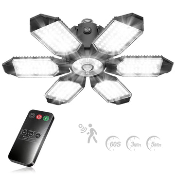 Yannovus Motion Sensor Garage Light, 20000LM 200W Garage Lights Ceiling Led Motion Activated,Motion Light Indoor with Dusk to Dawn, E26/E27 Screw in Shop Light for Basement Barn Attic Warehouse