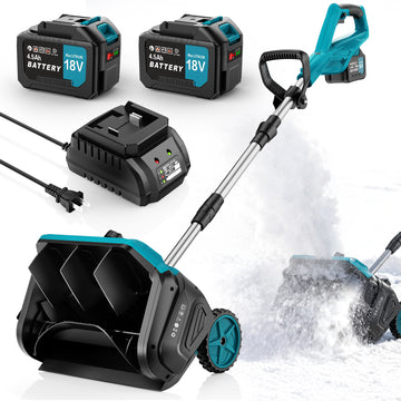 Electric Snow Blower, 17-Inch with Auxiliary Wheel Cordless Snow Thrower Adjustable Auxiliary Handle Snow Shovel