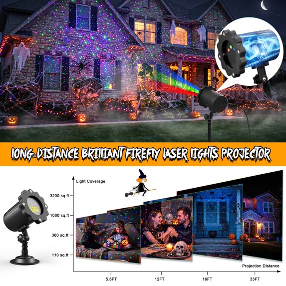 Yannovus Christmas Laser Projector Light Outdoor Indoor, RGB 3-Color Waterproof Holiday Lights with RF Remote Control, Memory Function & Auto-Off Timer for Christmas Party Yard Decorations