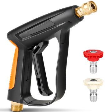 Yankucat Pressure Washer Short Gun with 2 Spray Nozzles, Max 5000 PSI / 10.5 GPM, Washer Gun Fitting Replacement for Car Detailing