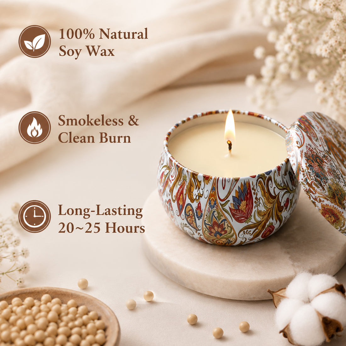 Fimilo Scented Candles, Aromatherapy Candles for Home, Scented Candles with Lid, Sustainable Use of Tin Boxes for Birthday Valentine Mother's Thanksgiving Day Present, 1 PC