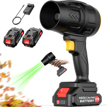 Tanbaby Blower, Cordless Leaf Blower, Handheld Turbo Jet with 2 x 2.0Ah Battery, 21V 160 MPH 550 CFM Turbo Jet, Powered Handheld Blower for Yard Leaves, Driveway Sand, Car Drying