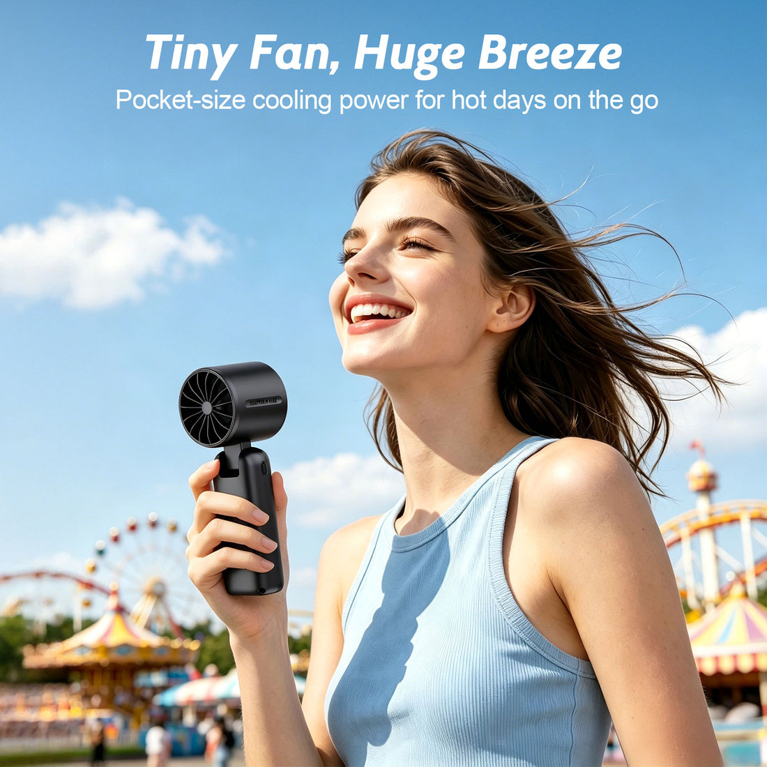 Fimilo Handheld Fan, 5-Speed Hand Fan, 5000mAh Pocket Fan, Foldable 3-in-1 Personal Fan for Home, Office, Travel, Beach & Outdoor (Black)