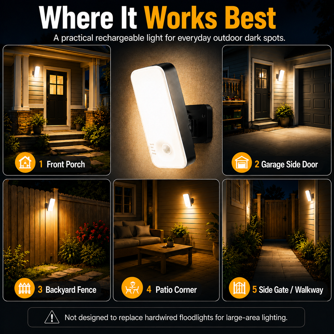 Yannovus Wireless Motion Sensor Outdoor Light, 10000mAh Rechargeable Battery Operated Flood Light with Remote, 3 Modes, Waterproof Outdoor Security Light for House, Fences, Patio
