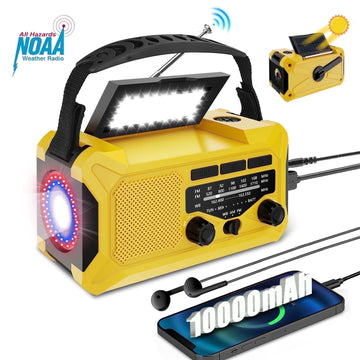 Fovendi 10000mAh Hand Crank Radio,Emergency Radio,Solar Radio,NOAA/AM/FM Weather Radio,USB Type-C Charging Radios Portable with LED Reading Light,SOS,Compass for Camping Hiking Travelling