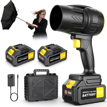 Leaf Blower Cordless with 2 Battery and Charger, 580CFM Handheld Electric Cordless Leaf Blowers, 21V 3.0Ah Battery Powered Leaves Blowers for Lawn Care, Patio, Car, Dust, Snow Blowing